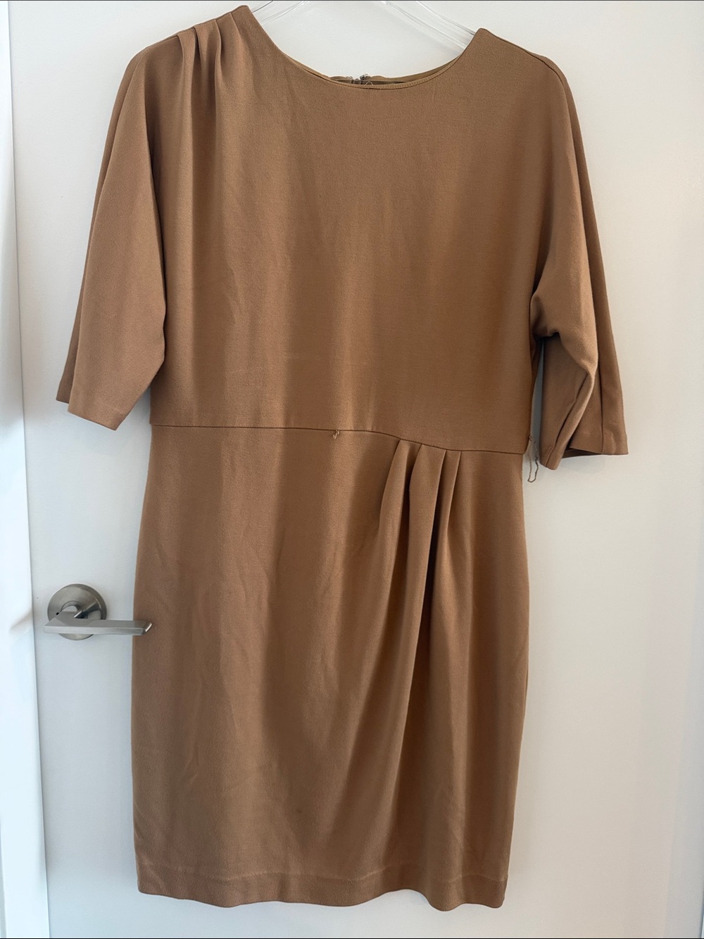 Jessica - Brown Pleated Waist Shift Dress